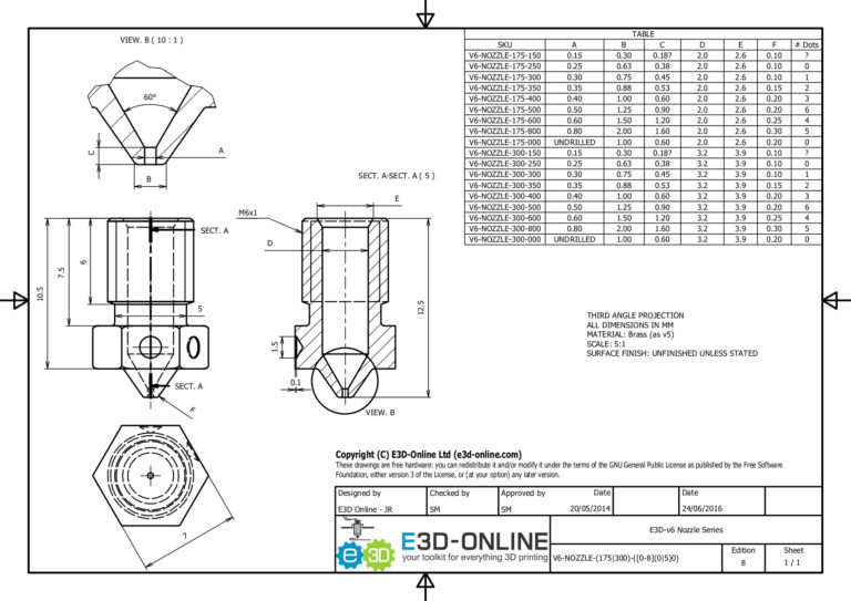 E3D v6 Nozzle X One To Rule Them All Genuine
