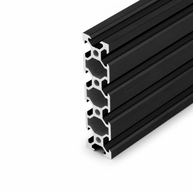 20x80mm T/V-Slot Aluminium Extrusion Black - Ooznest
