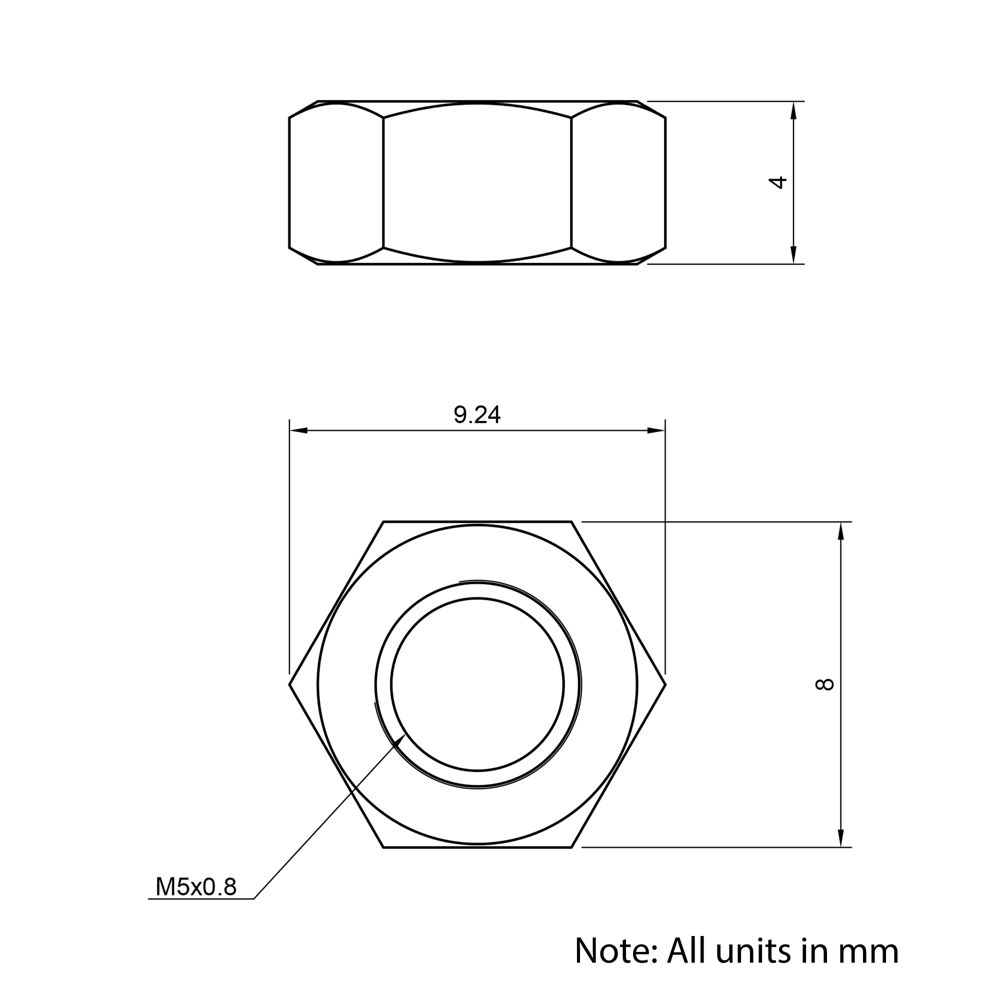 M5 Hexagon Full Nut A2 Stainless Steel Ooznest M5 Hexagon Full Nut A2 Stainless Steel Ooznest