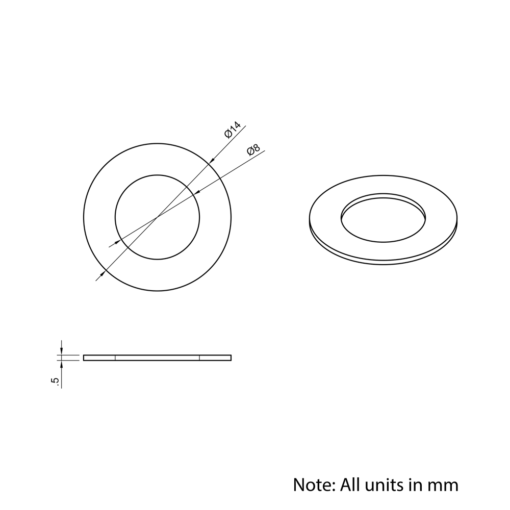 Technical Drawing Of Precision Shim - 10mm - 0.5mm