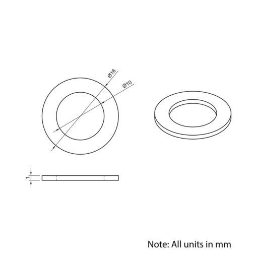 Technical Drawing Of Precision Shim - 10mm - 1mm