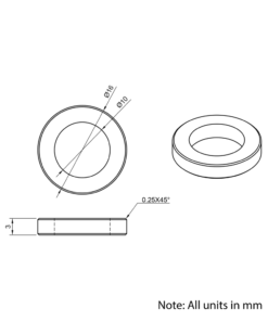Technical Drawing Of Aluminium Spacer - 10mm - 3mm