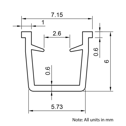 Technical Drawing Of Panel Seal - 20 Series