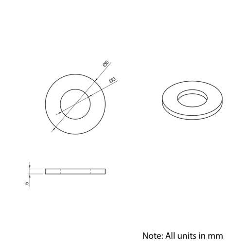 Technical Drawing Of Precision Shim - 3mm - 0.5mm