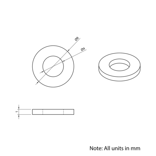 Technical Drawing Of Precision Shim - 4mm - 1mm