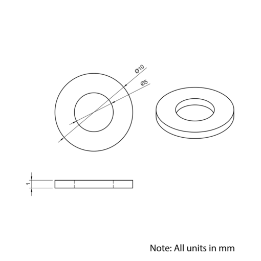 Technical Drawing Of Precision Shim - 5mm - 1mm
