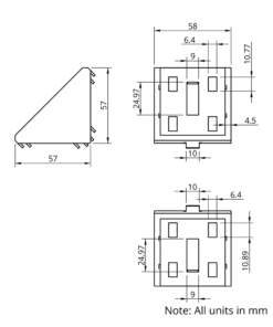 Technical Drawing Of Corner Bracket - 30 Series - 60x60 - With Cover Cap