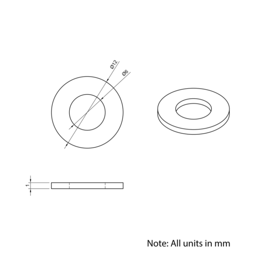 Technical Drawing Of Precision Shim - 6mm - 1mm