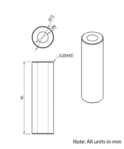 Technical Drawing Of Aluminium Spacer - 6mm - 40mm