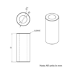 Technical Drawing Of Aluminium Spacer - 8mm - 30mm