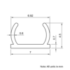 Technical Drawing Of Slot Cover - 20 Series - Grey - 1000mm