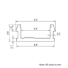 Technical Drawing Of Slot Cover - 30 Series - Grey - 1000mm