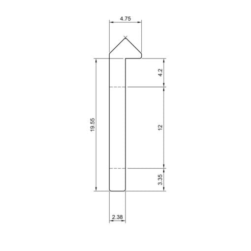 Technical Drawing of Aluminium Extrusion Profile - MotionRail (OpenRail) - Black - Cut To Size