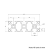 Technical Drawing Of Aluminium Extrusion Profile - T-Slot - 30x90mm - Silver - Cut to Size