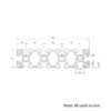 Technical Drawing Of Aluminium Extrusion Profile - T-Slot - 40x160mm - Silver - Cut to Size
