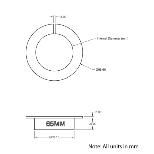 Technical Drawing Of Printed Part - Dust Shoe Adaptor - Printed To Size