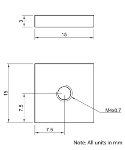 Technical Drawing Of Flat Nut - T-Slot - 30 Series - M4