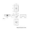 Technical Drawing Of Spring Leaf Loaded Nut - T-Slot - 40 & 45 Series - M4