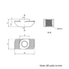 Technical Drawing Of Drop In Nut - T-Slot - 30 Series - M5 - Stainless Steel