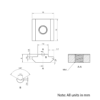 Technical Drawing Of Slide In Nut - T-Slot - 30 Series - M6 - Stainless Steel