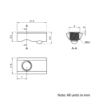 Technical Drawing Of Spring Ball Loaded Nut - T-Slot - 30 Series - M6