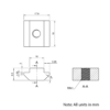 Technical Drawing Of Roll In Nut - T-Slot - 40 & 45 Series - M6