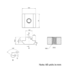 Technical Drawing Of Slide In Nut - T-Slot - 40 & 45 Series - M6 - Stainless Steel