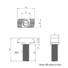 Technical Drawing of Drop In Bolt - T-Slot - 30 Series - M6 - 16mm