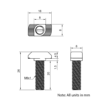 Technical Drawing of Drop In Bolt - T-Slot - 30 Series - M6 - 20mm
