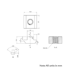 Technical Drawing Of Slide In Nut - T-Slot - 40 & 45 Series - M8 - Stainless Steel