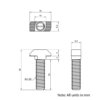 Technical Drawing of Drop In Bolt - T-Slot - 40 & 45 Series - M8 - 30mm