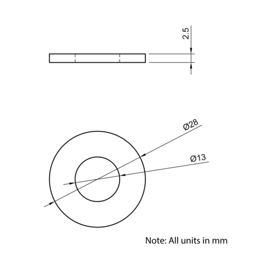 Technical Drawing Of Panel/Slot Washer - M12