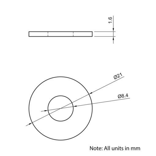 Technical Drawing Of Panel/Slot Washer - M8