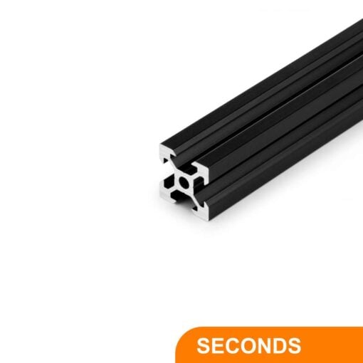 1 x Seconds - Aluminium Extrusion Profile - T/V-Slot - 20 Series - 20x20mm - 1000mm - Black