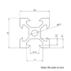20x20 Silver Aluminium Extrusion Profile Drawing