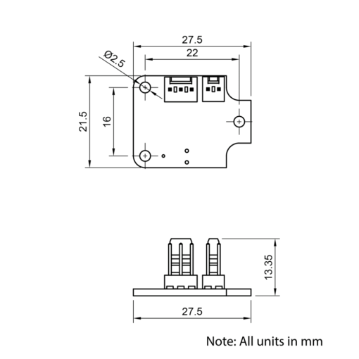 Technical Drawing Of Duet Filament Monitor - Unassembled