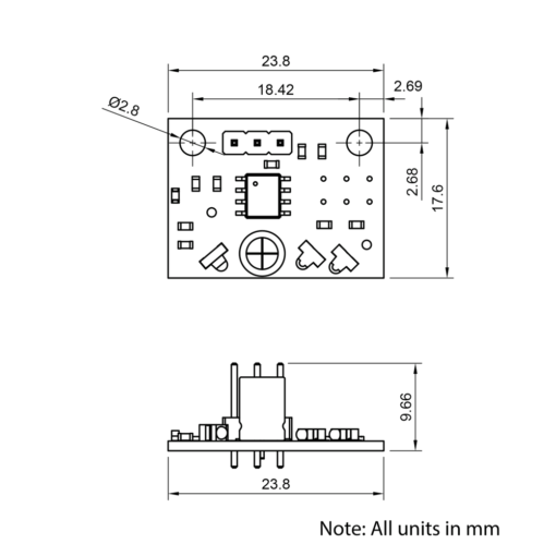 Technical Drawing Of Duet IR Height Sensor