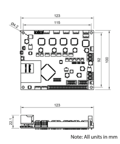 Technical Drawing Of Duet 2 Controller - Ethernet