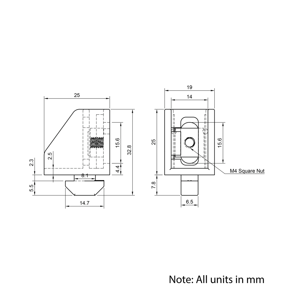 Technical Drawing Of Panel Bracket - 30 Series