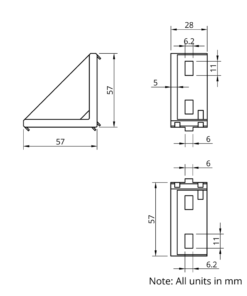 Technical Drawing Of Corner Bracket - 30 Series - 30x60 - With Cover Cap