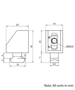 Technical Drawing Of Panel Bracket - 40 & 45 Series