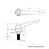 Technical Drawing Of Adjustable Handle - M12 - 32mm