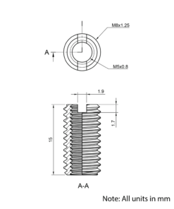 Technical Drawing Of Thread Reducer - M5 to M3