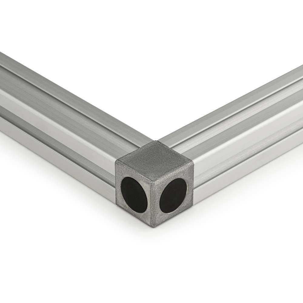 Cube Corner Bracket - 30 Series - 2 Way - With Fixings Joining Aluminium Extrusion