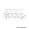 Technical Drawing Of Aluminium Extrusion Profile - T/V-Slot - 20 Series - 20x80mm - Silver - Cut to Size