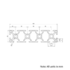 Technical Drawing Of Aluminium Extrusion Profile - T-Slot - 30x120mm - Silver - Cut to Size
