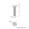 Technical Drawing Of Pan Head Polyfix Plastic Self Tapping Screw - 3mm - 12mm