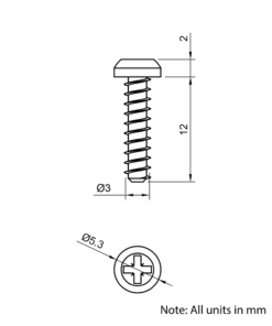 Technical Drawing Of Pan Head Polyfix Plastic Self Tapping Screw - 3mm - 12mm