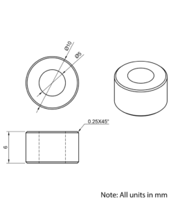 Technical Drawing Of Aluminium Spacer - 5mm - 6mm