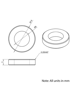 Technical Drawing Of Aluminium Spacer - 8mm - 3mm